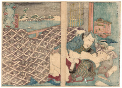 STARRY NIGHT: AMOROUS COUPLE ON A WINTER NIGHT (Utagawa Kuninao)