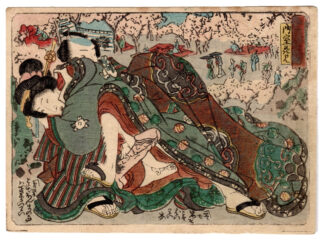 FAMOUS PLACES OF THE CAPITAL IN SPRING COLORS: OMURO CHERRY-BLOSSOM VIEWING (Utagawa School)